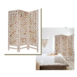 3 Panel Pink Room Divider With Cut Square Wood Design 3 Panel Pink Room Divider With Cut Square Wood Design