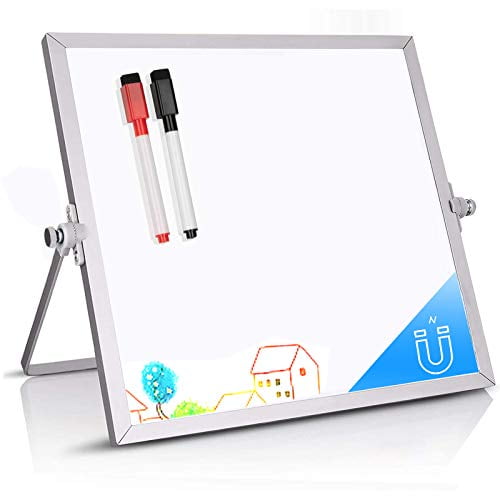 Small Dry Erase White Board Mini Magnetic Desktop Portable Whiteboard Easel for 