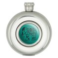 thumbnail image 1 of Painted Elephant Ornate India Teal Round Stainless Steel 5oz Hip Flask, 1 of 1