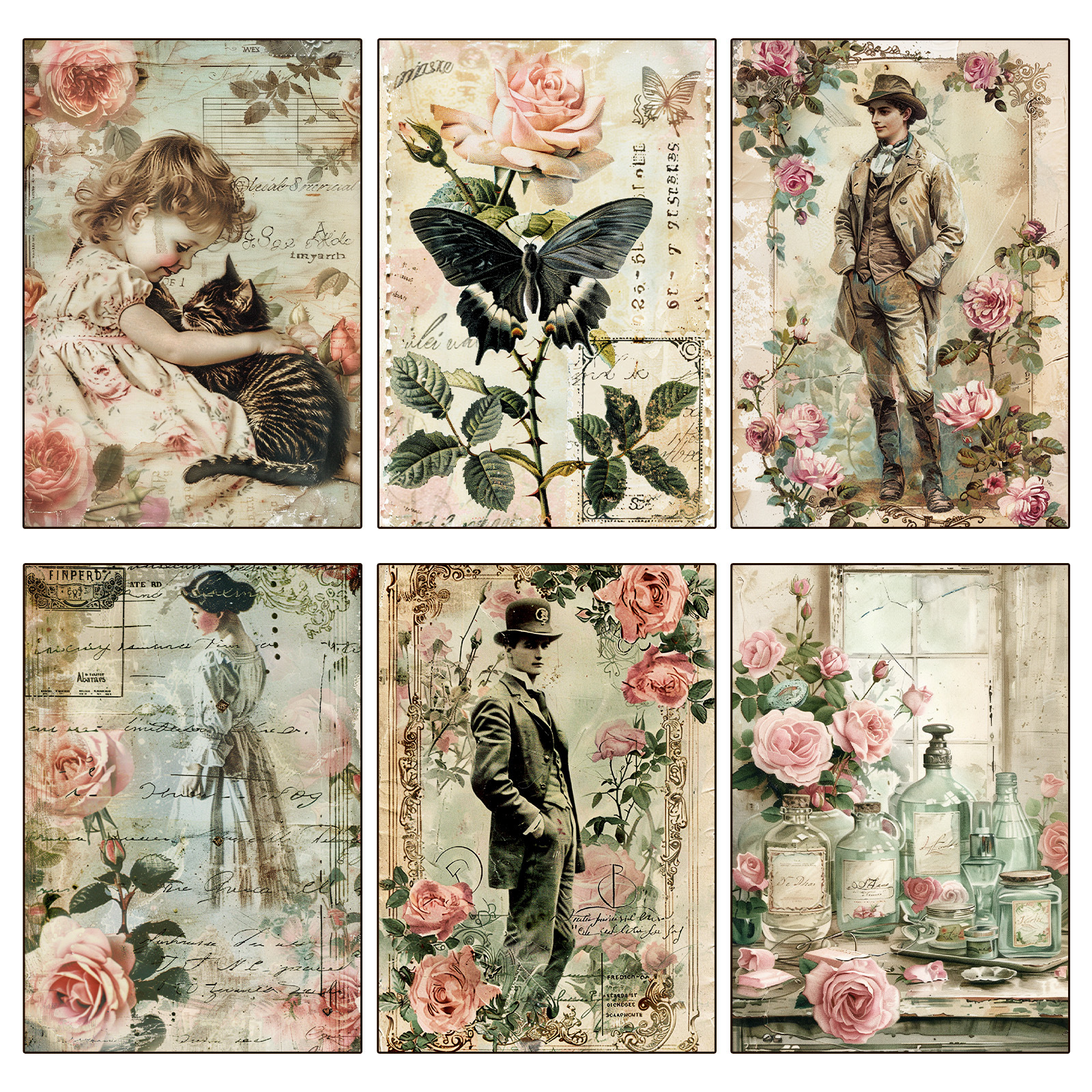 Medieval English Romance City Theme Paper - 12 Sheets French Vintage Background for Scrapbooking and Journals