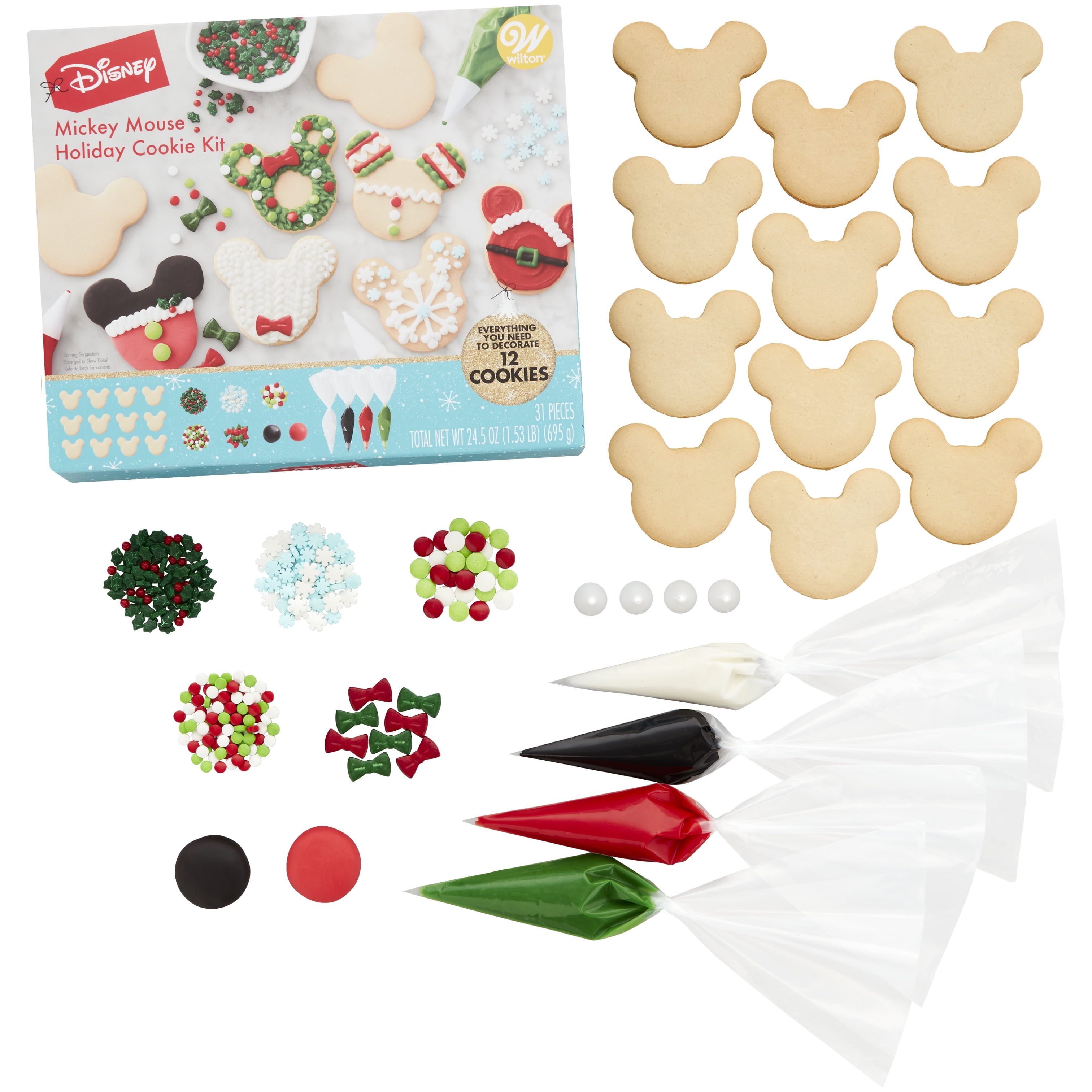 Wilton Pre-Baked Ready to Decorate Disney Mickey Mouse Holiday Cookie Kit, 31-Piece - Walmart.com