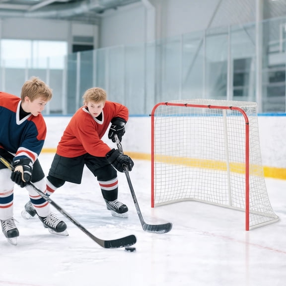 Soozier 6 x 4 ft Hockey Net, All Weather Street Hockey Goal with Steel Frame, PE Mesh for Backyard, Easy Assembly