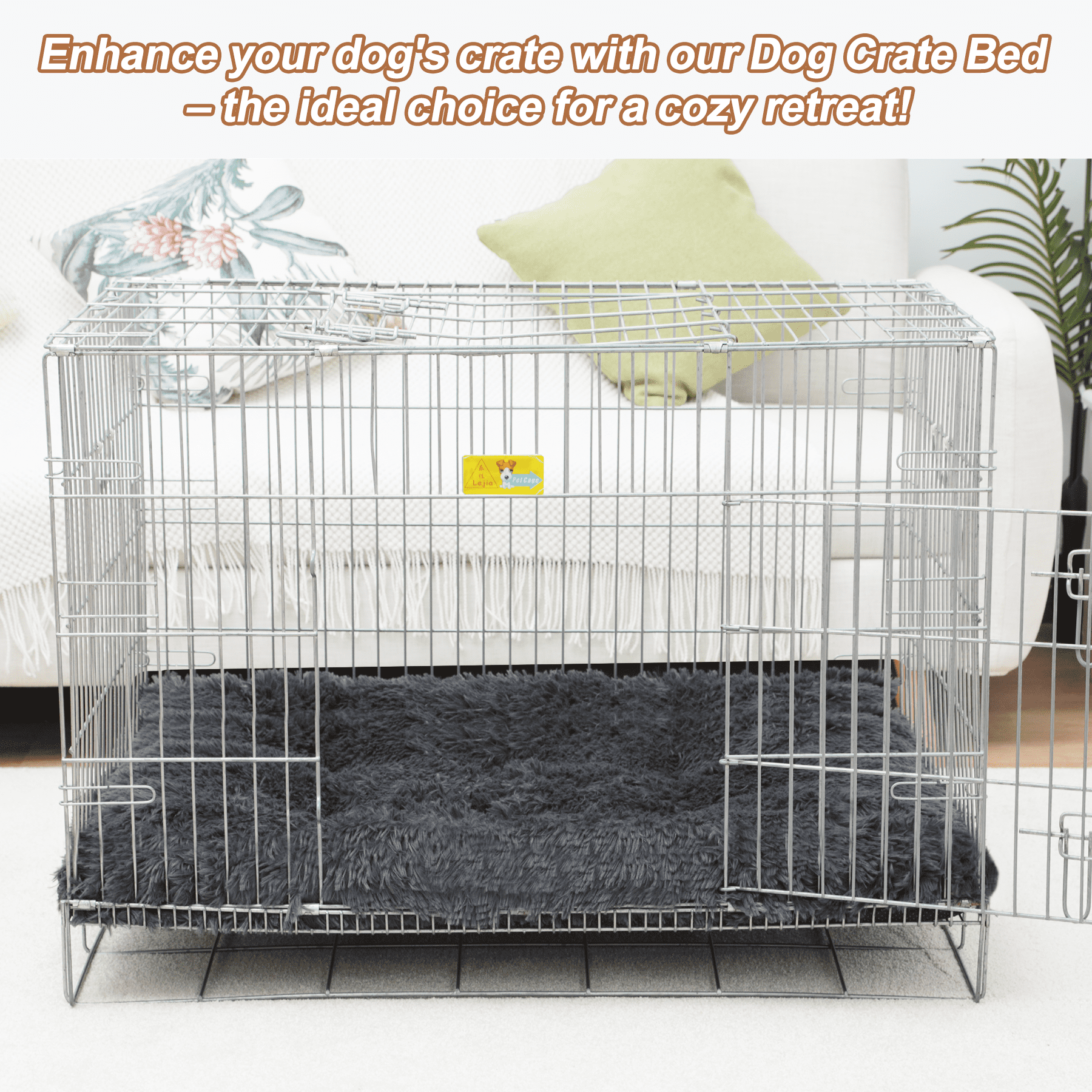 KSIIA 48"x30" Plush Dog Crate Beds for XLarge Dogs，Washable Pet Kennel Pillow Soft Dog Pad