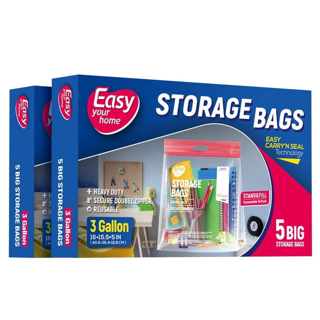 Bolsas de almacenamiento EASYYOURHOME de 3 galones, 41 x 39 x 13 cm, reutilizables