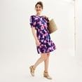 thumbnail image 4 of Women's Draper James Puff Sleeve Fit & Flare Mini Dress Color: Ocean Size: X SMALL, 4 of 5