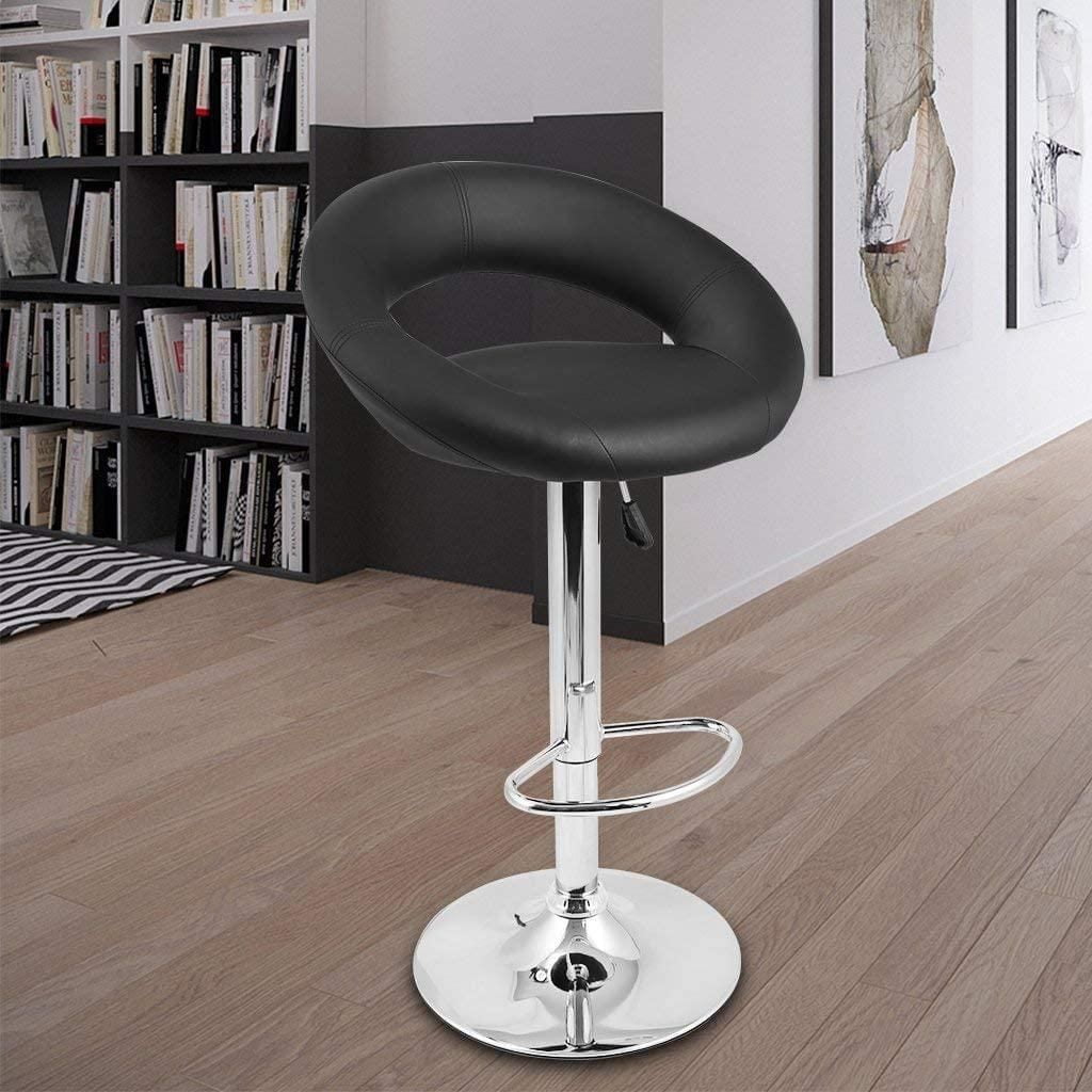 Nicer Furniture Mooncut PU Swivel Height Adjustable Bar Stool in Black