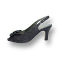 thumbnail image 3 of FLORAL Staci Women's Wide Width Peep Toe Glitter Bow with Jewel Slingback Pump BLACK 7, 3 of 6