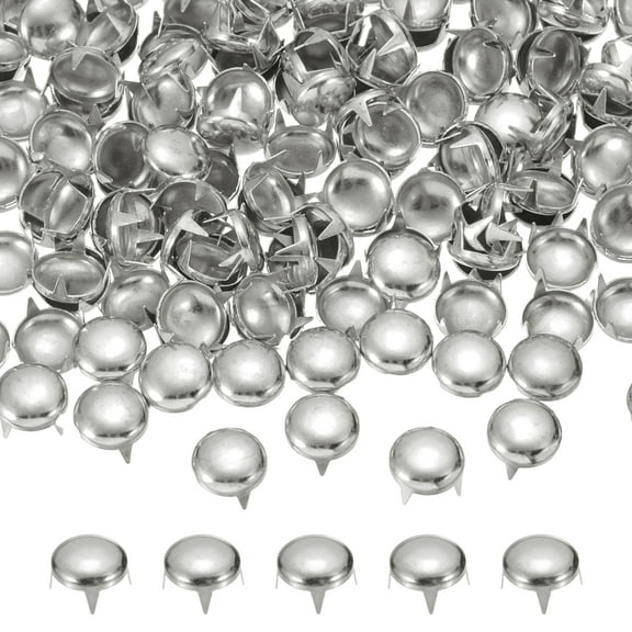 12mm Round Dome Rivet, 90 Pcs Metal 4 Claw Spike Spot Stud Punk Rock Rivet Nailhead for DIY Leather Crafting for Decor Repair Clothing Belts Bags Shoes, Silver Tone