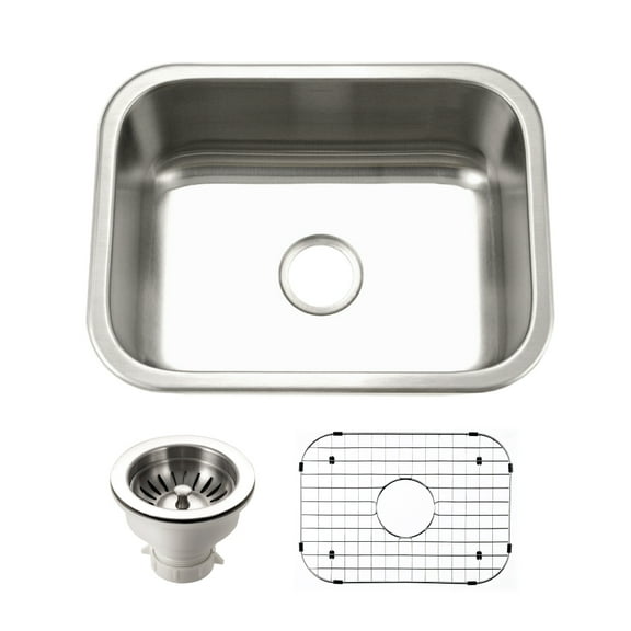 Houzer Medallion Classic 23 in Stainless Steel Undermount Single Bowl Kitchen Sink with Strainer and Grid - MS-2309-C