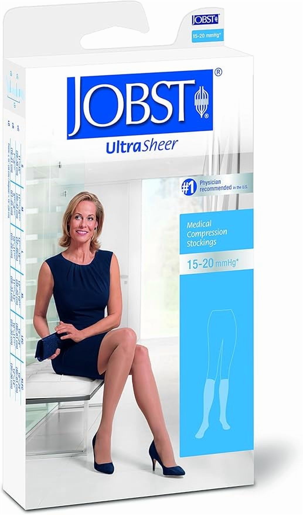 Jobst UltraSheer 15-20 Open Toe Knee High Compression Stockings Sun Bronze Medium