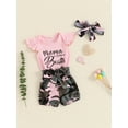 thumbnail image 2 of Suealasg Baby Girl Clothes 3 6 9 12 18 Months Infant Flying Sleeve Romper Camouflage Shorts Headband Sets Newborn Girl Summer Casual 3Pcs Outfits, 2 of 7