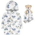thumbnail image 2 of Baby Essentials Hooded Bathrobe with Tie Closure & Matching Minky Blanket Doll for Newborns, Infants and Toddlers 0 – 9 Months for Bath and Lounge in Bears & Cars with Bear, 2 of 8