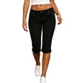 thumbnail image 4 of Lenpel Low Rise Capri Jeans for Women Straight Leg Stretch Denim Capri Cropped Pants Casual Comfy Streetwear Clothes(Black,Large), 4 of 7