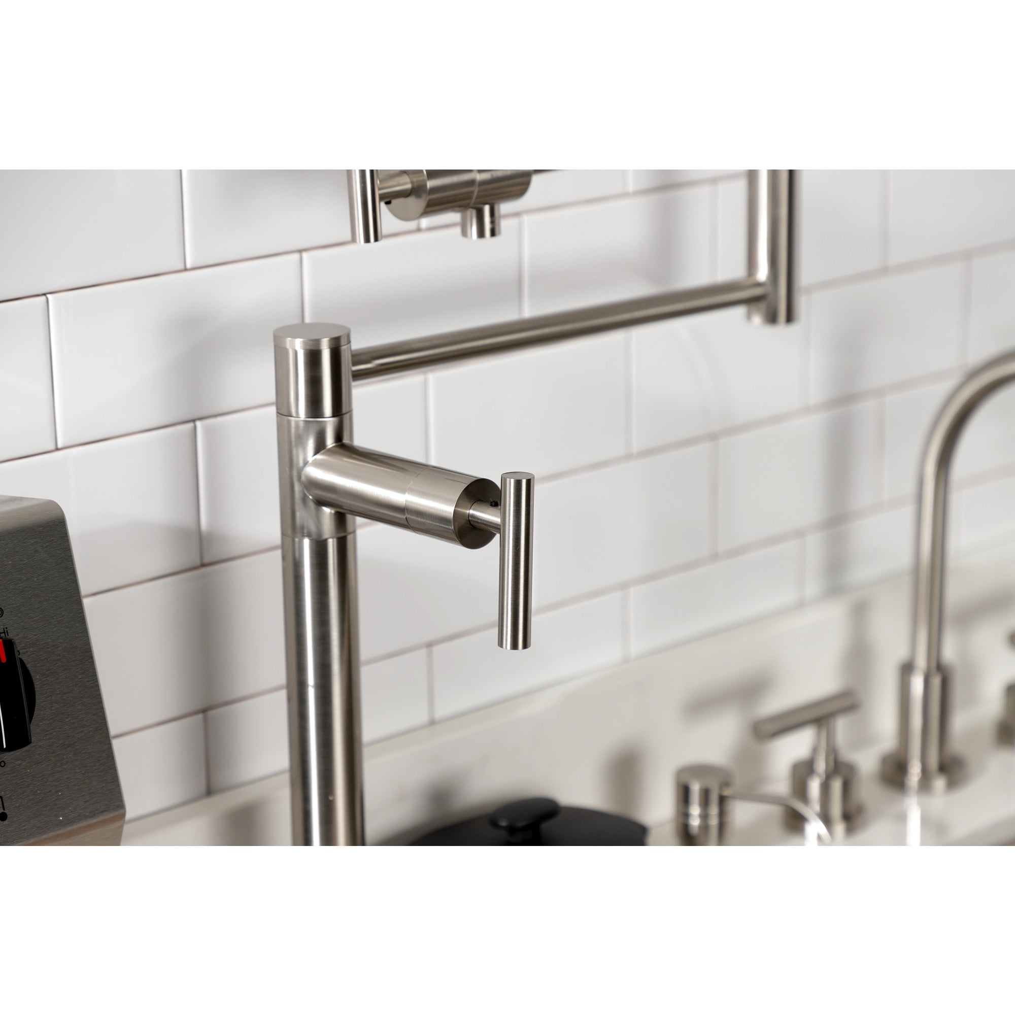 Kingston Brass KS4708CML Manhattan Deck Mount Pot Filler Faucet, Brushed Nickel