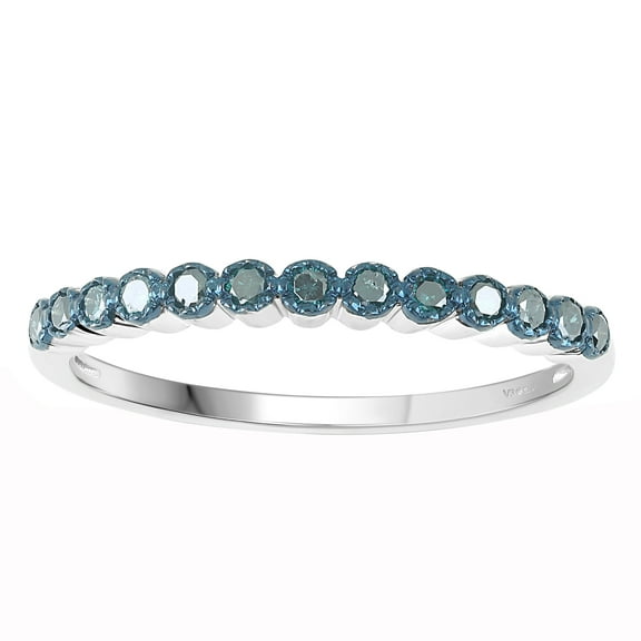 Sterling Silver with Natural Blue Diamond Band Ring