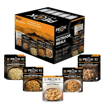 Peak Refuel Outdoor Meal Box | 100% Real Meat | Premium Freeze-Dried Meals for Backpacking, Camping & Survival | MRE Emergency Food