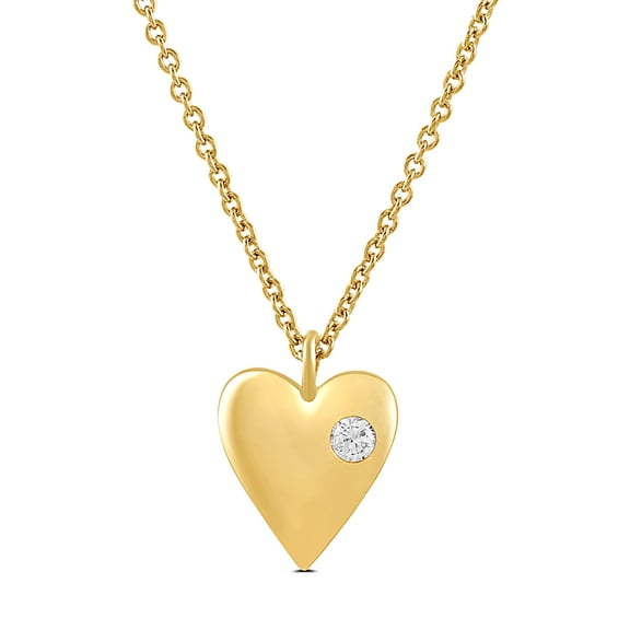Brilliance Fine Jewelry Lab-Grown Diamond Yellow Gold-Plated Silver Heart Pendant Necklace