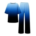 thumbnail image 4 of Ensembles de Pyjama pour Femmes Adapté Été Col Rond Manches Courtes Imprimé Floral Haut Chemise avec Pantalon Grande Taille 2 Ensemble L, 4 of 5