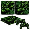 Vinyl Skin Cover Decal Protective Sticker for Sony PS4 Slim Console and 2 Dualshock Controllers - Weeds Black