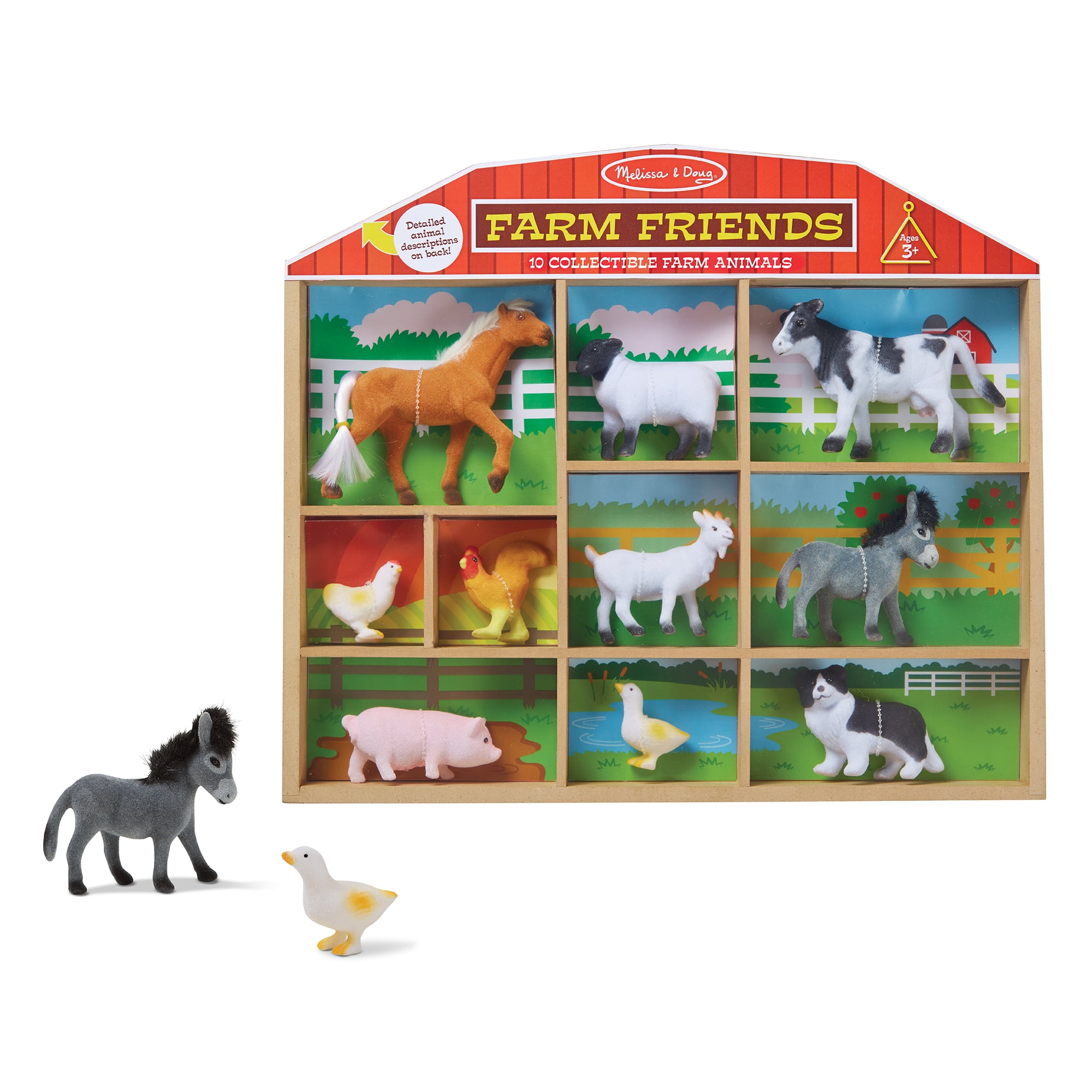 Classic Wooden Toy Farm Friends Push Puppet Yellow Dog Blue Spots 