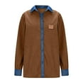 thumbnail image 7 of Aoiroe Womens Spring Fashion 2026 Womens Long Sleeve Shirts Patchwork Button Up V Neck Sweatshirt Casual Pullover Tops Coffee S, 7 of 7