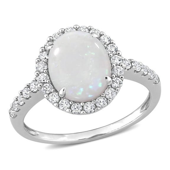 Everly Women's Created Sapphire and Created Opal 10k White Gold Ring