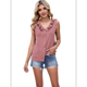 thumbnail image 1 of Blusas Casuales para Mujer, Sin Mangas, con Botones, Cuello en V y Volantes, Camisetas de Verano 2025, Camisas de Trabajo de Negocios para Damas. Rosa L, 1 of 7