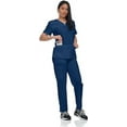 thumbnail image 2 of Scrub Set Top and Pants with 4 Pockets Stretch Fabric Lightweight Nurse Uniform Set for Home Attendant, 2 of 4