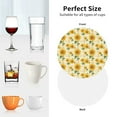 thumbnail image 6 of Picia Yellow White Plaid Sunflower Printed Leather Coasters for Drinks, 4" Drink Coasters Set of 4 for Tabletop Protection, Handmade Luxurious Home Décor and Housewarming Gift -Round Shape, 6 of 6