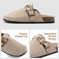 thumbnail image 5 of Lezzglt Women's Suede Clogs, Cork Footbed Leather Mules Slip-on Sandals with Arch Support, Non-Slip Adjustable Buckle Summer Shoes for Men & Women, 5 of 10