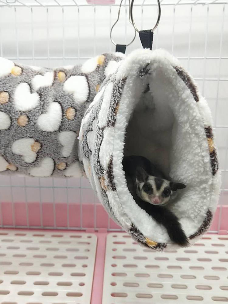 Warm Plush Snuggle Happy Hut Tent Pet Birds Tunnel and Tube Hanging Bed for Parrots Squirrel Chinchillas Sheens Hamster Hammock 