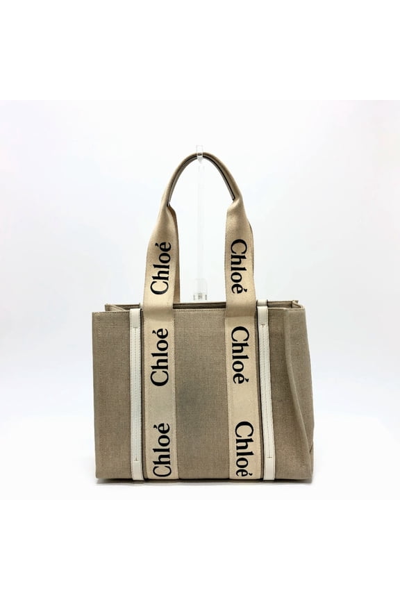 Pre-Owned Chloe logo Hand Bag Tote Bag Beige (Good)