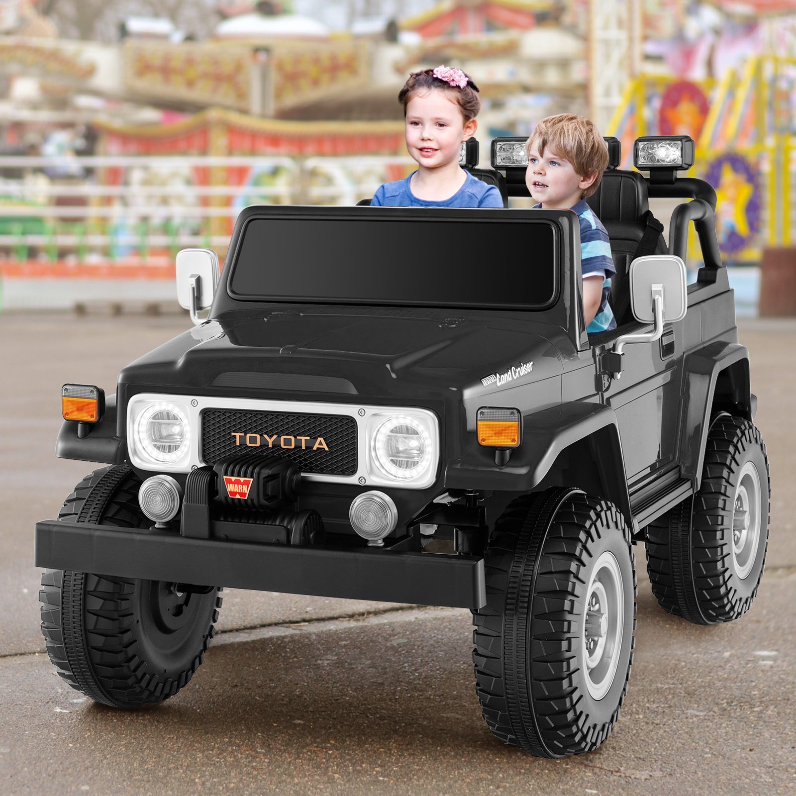 Infans 2 Seater Ride On Truck Car 12V Licensed Toyota FJ40 RC w/ Laser Light & Music
