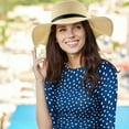 thumbnail image 2 of Peak 2 Peak Women and Men Wide Brim Straw Panama Summer Beach Sun Hat - Adjustable, Fedora, UPF50+Beige, 2 of 6