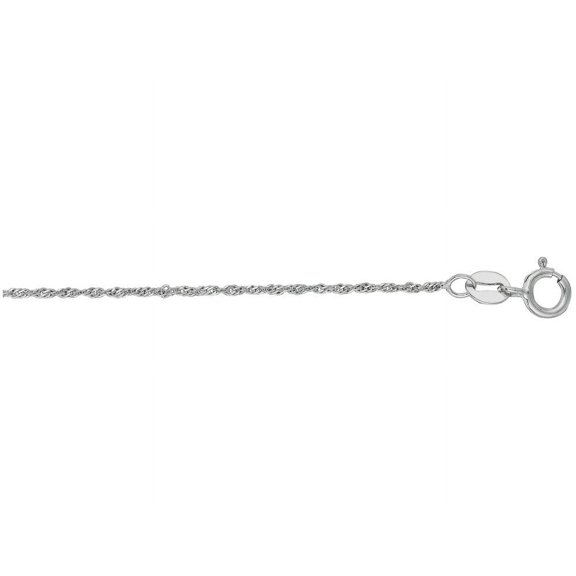 Finejewelers 10 Kt White Gold 10k 16 Inch 1.0mm Bright Cut Singapore Chain Necklace Spring Ring Clasp