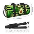 thumbnail image 4 of Xecao Avocado Green Striped print Round Travel Duffel Bag is a foldable gym bag with an inner pocket, perfect for travel sports, 4 of 8