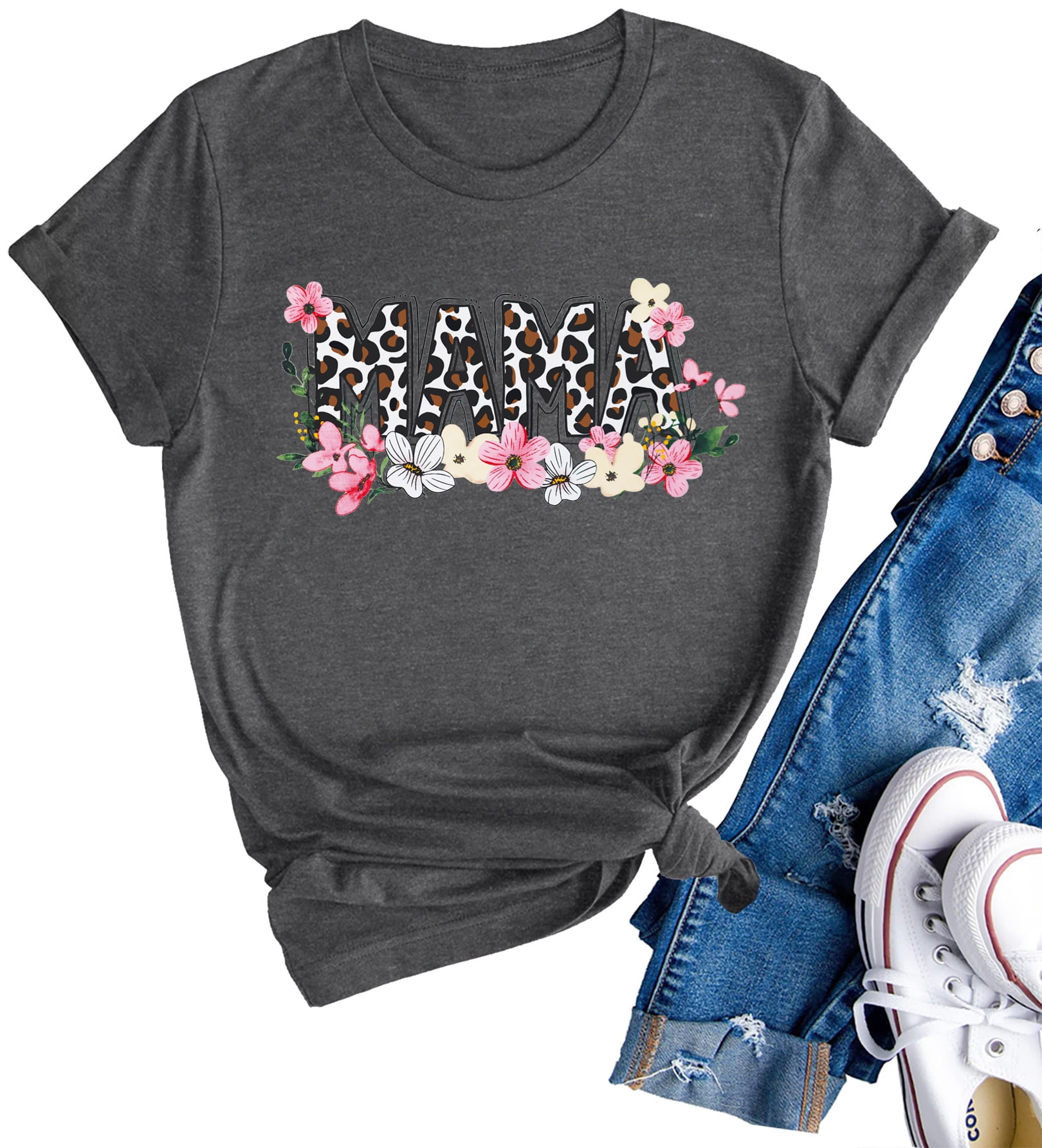 Women's Funny Mom Life Leopard Lips Graphic T-Shirt – Cute Letter Print Tee, Pink, Sizes S-2XL - View #10
