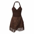 thumbnail image 7 of Levmjia Womens Western Fringe Mini Dress V Neck Ruched Sleeveless Backless Bodycon Dress Solid Color Form Fitting Summer Dress Festivals And Parties, 7 of 7