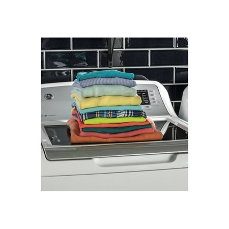 GE - 5 Cu. Ft. High-Efficiency Top Load Washer - White On White With Silver Backsplash