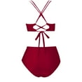thumbnail image 6 of Sakmal Cross Back Swimsuit Women Bikinis Red Two Piece Sets High Waisted Swimwear Padded Push Up Swimsuit Sets, 6 of 6