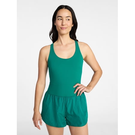 Avia Women's Cross Back Active Buttersoft Romper, Sizes XS-4X