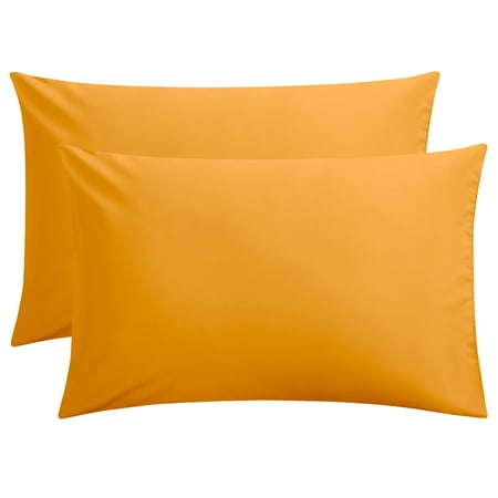 Flxxie 1800 Count Double Brushed Microfiber Envelope Pillowcases Set of 2  Standard  20  x 26   Ginger Yellow