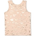 thumbnail image 6 of Girl's 3-Pack Unicorn Squad Graphic Tank Tops - White, Grey and Peach Sleeveless Shirts, 6 of 7