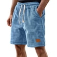 thumbnail image 2 of Corduroy Waffle Shorts for Men Summer Casual Elastic Waist Wide Straight Leg Relaxed Fit Bermuda Shorts with Pockets, 2 of 6