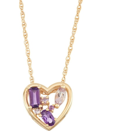 Tonal Amethyst 18kt Yellow Gold over Sterling Silver Heart Pendant, 18