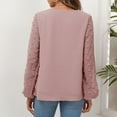 thumbnail image 3 of qILAKOG Womens Tops Autumn Top for Women Chiffon Long Sleeve V Neck Solid Blouse Shirts Ladies 2024 Spring Bubble Sleeves Dressy Casual Tshirts Women's Casual Tops for Work, Pink&XL, 3 of 4