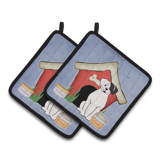 Carolines Treasures BB2868PTHD Dog House Collection White Boxer Cooper Pair of Pot Holders , 7.5HX7.5W, multicolor