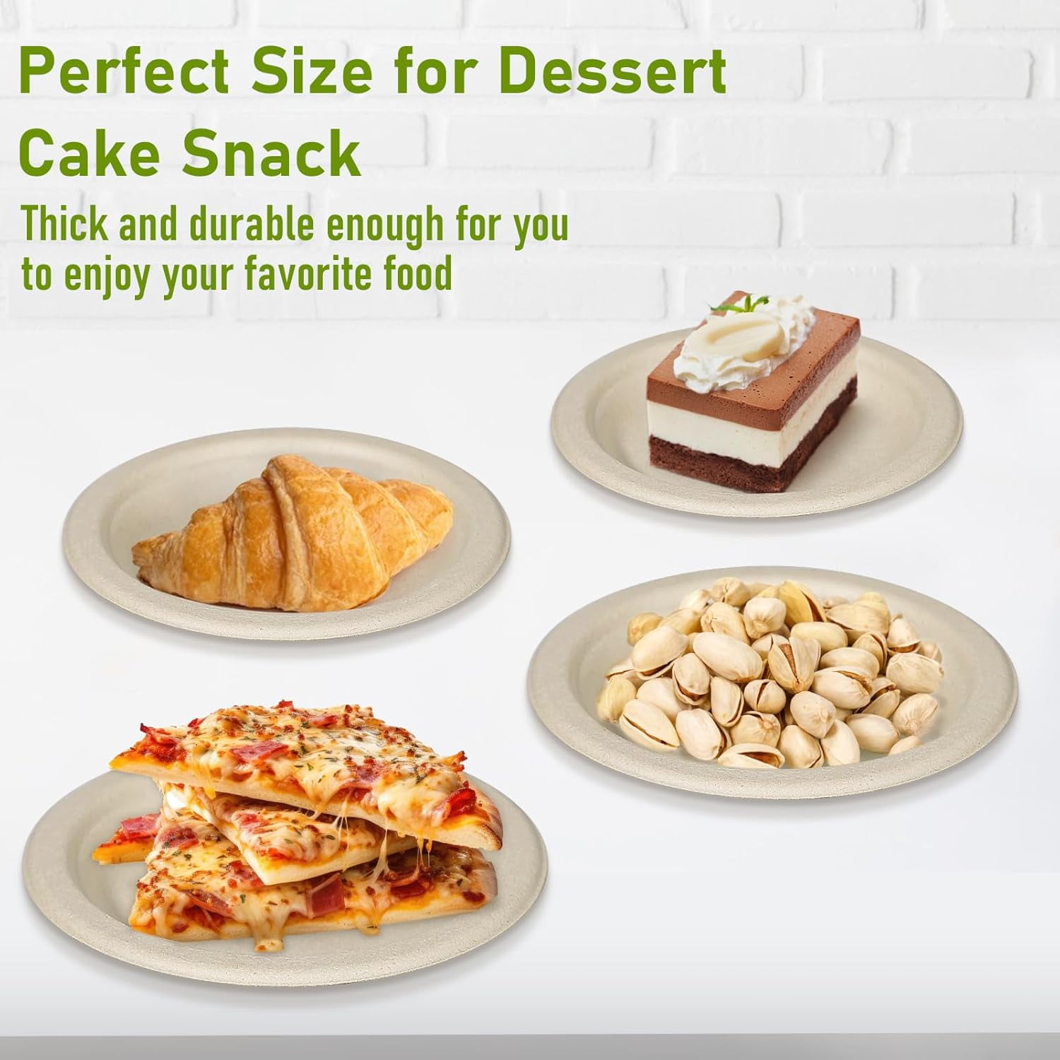 Small Eco-Friendly Disposable Paper Plates, Biodegradable Compostable Recycled Paper Dessert Plates