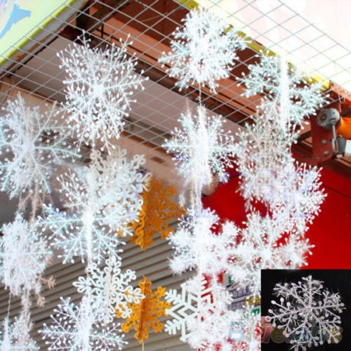 Flmtop 30 Pcs White Snowflake Artificial Christmas Festival Party Home Decor Ornaments
