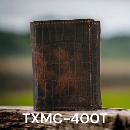 Twisted X Exotic Print Embossed Leather Trifold Wallet (Crocodile)